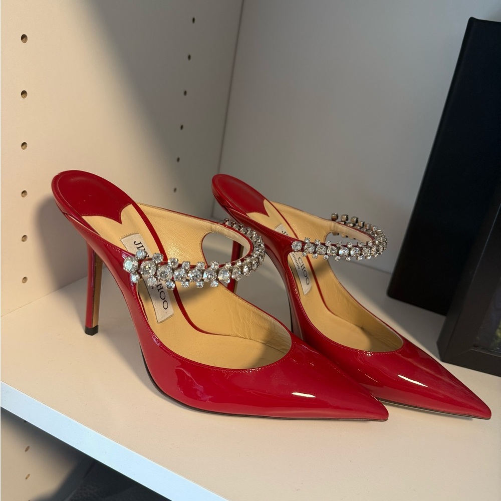 Jimmy Choo Red Crystal-Embellished Heels